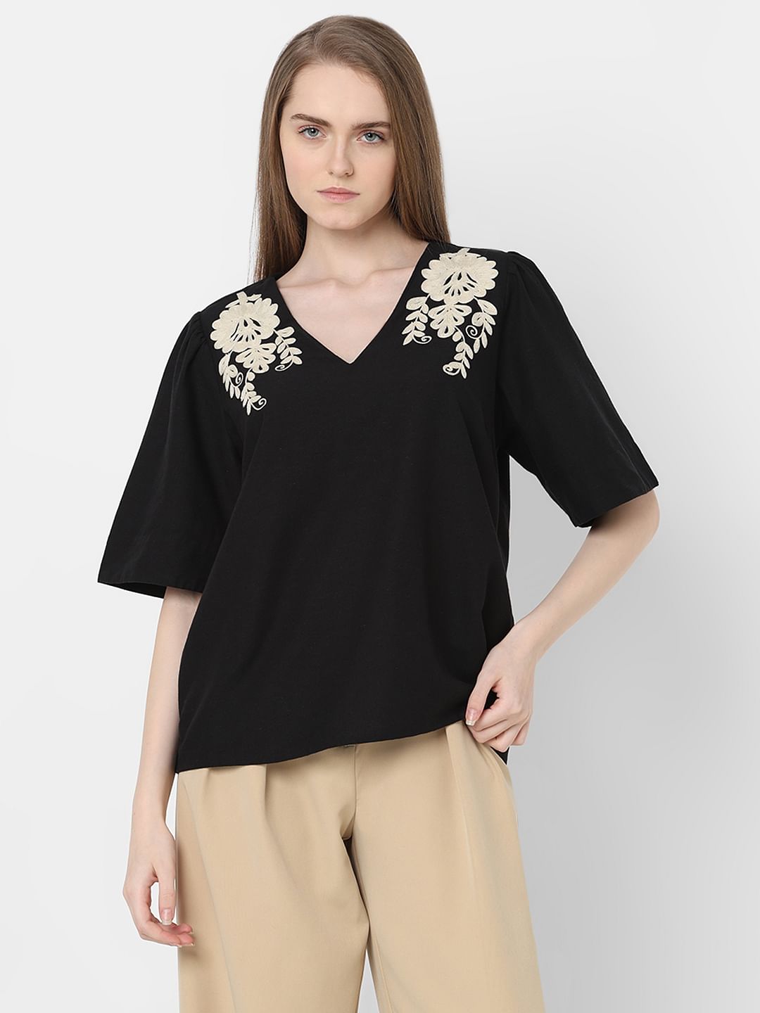 Black Embroidered Top