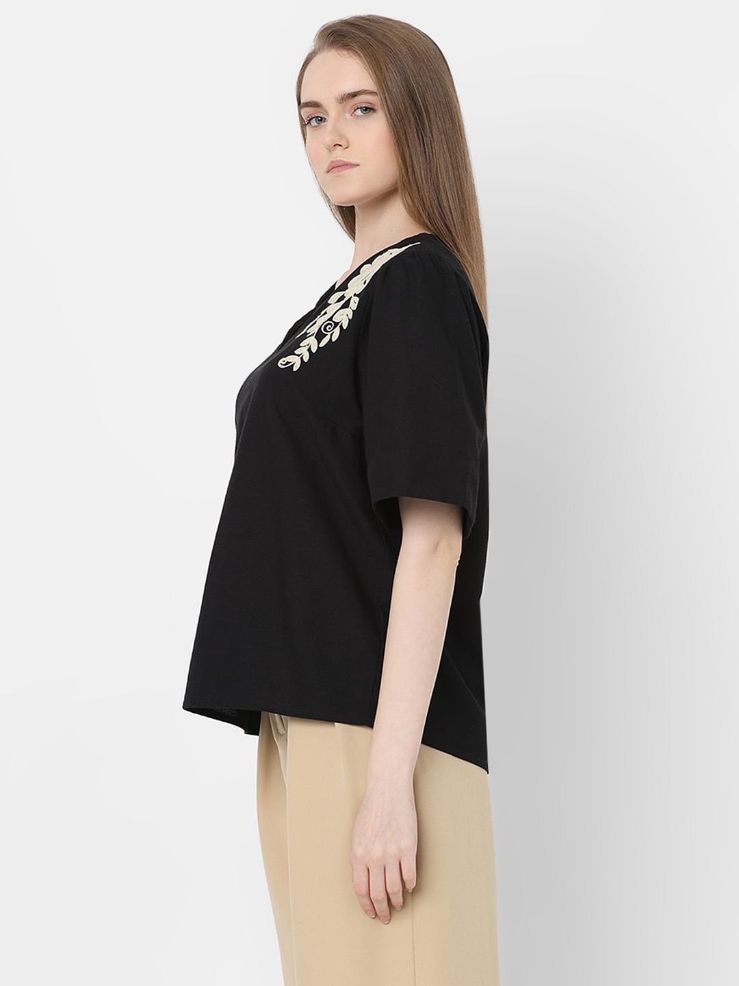 Black Embroidered Top