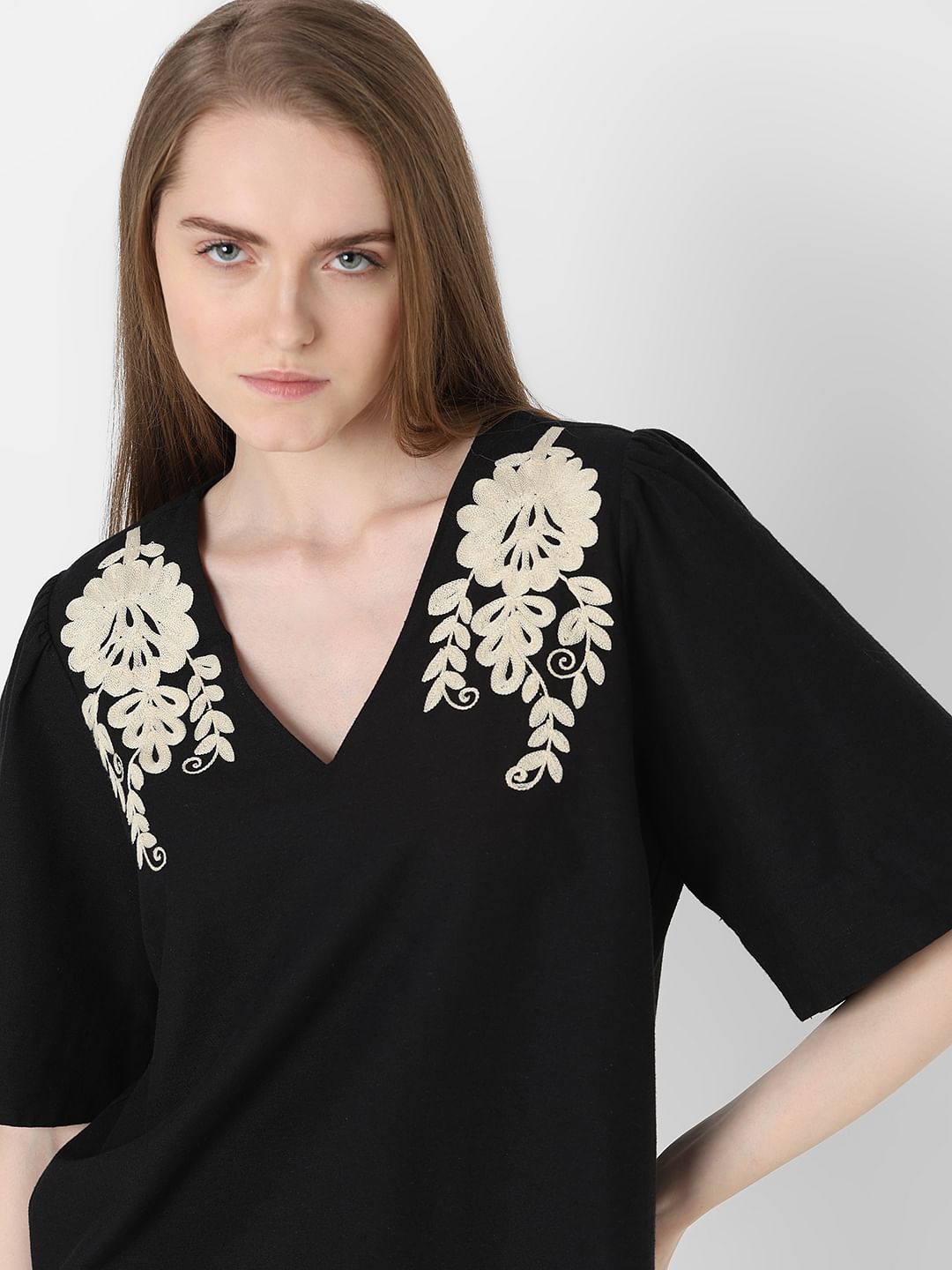 Black Embroidered Top
