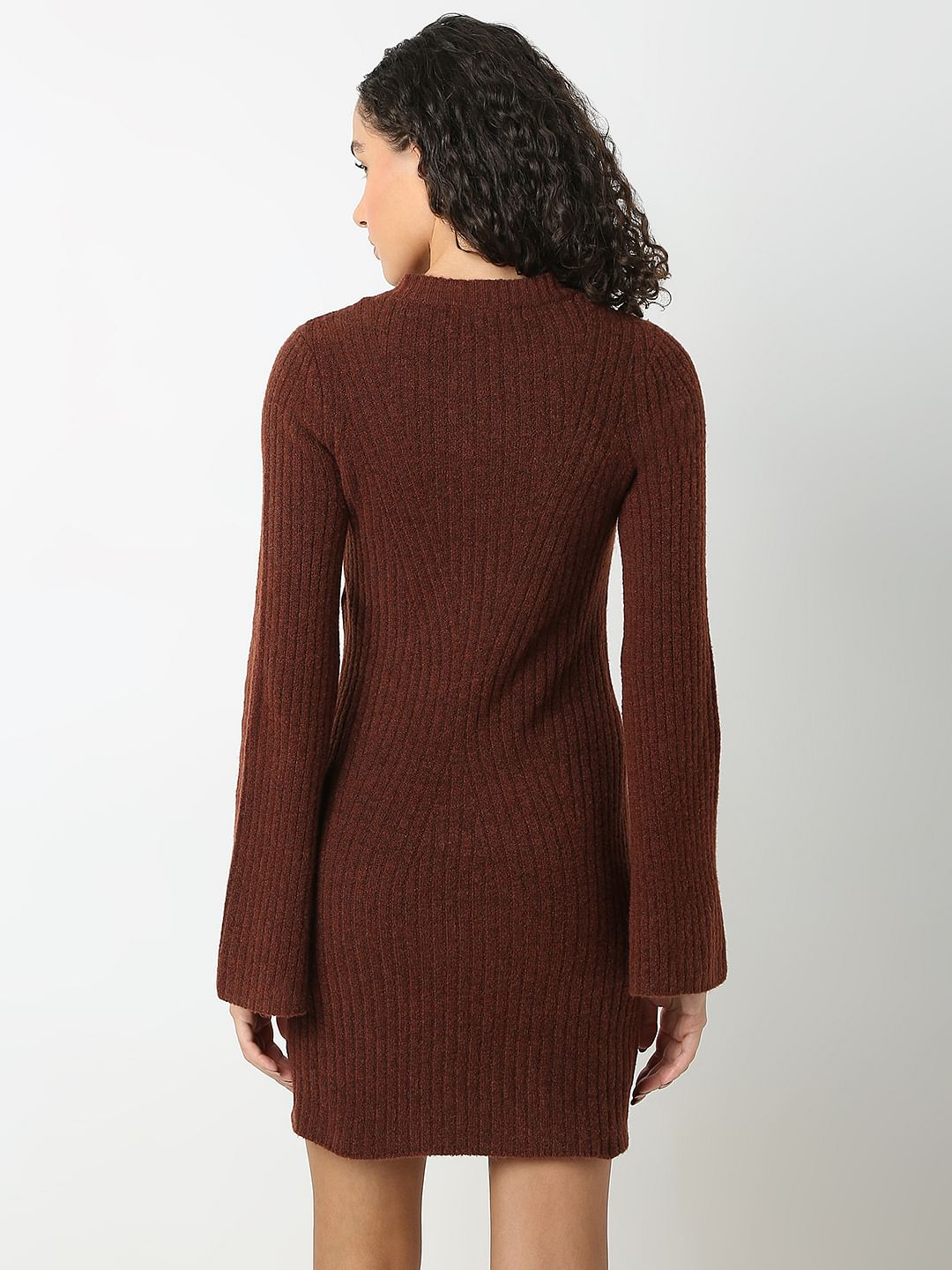 Brown Knitted Mini Dress