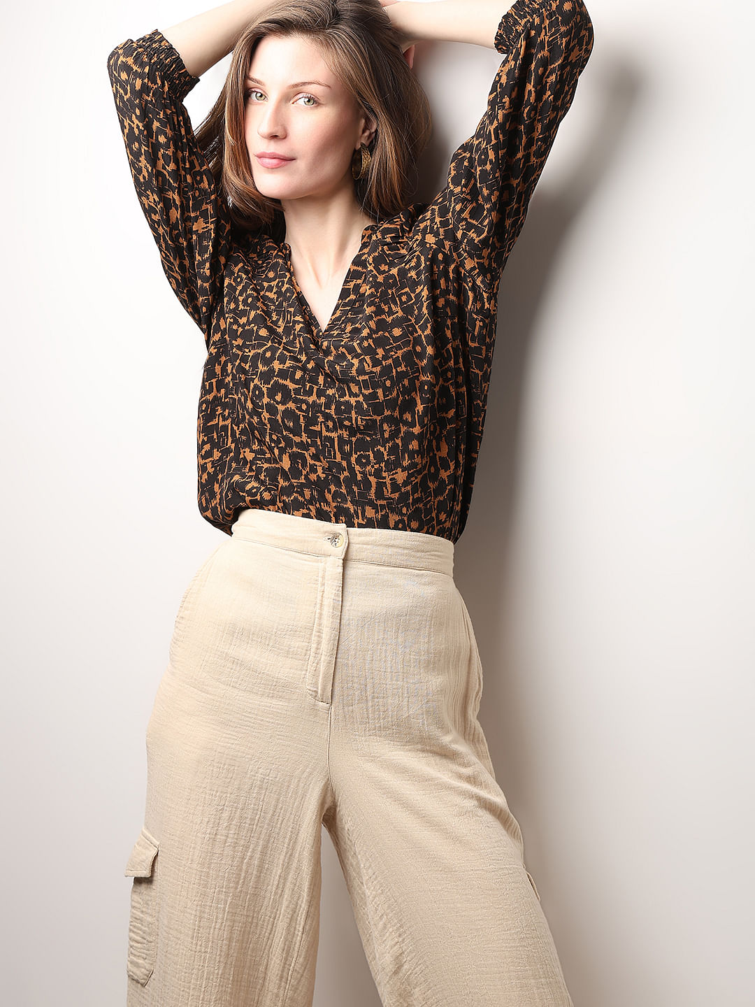 Brown Printed Top