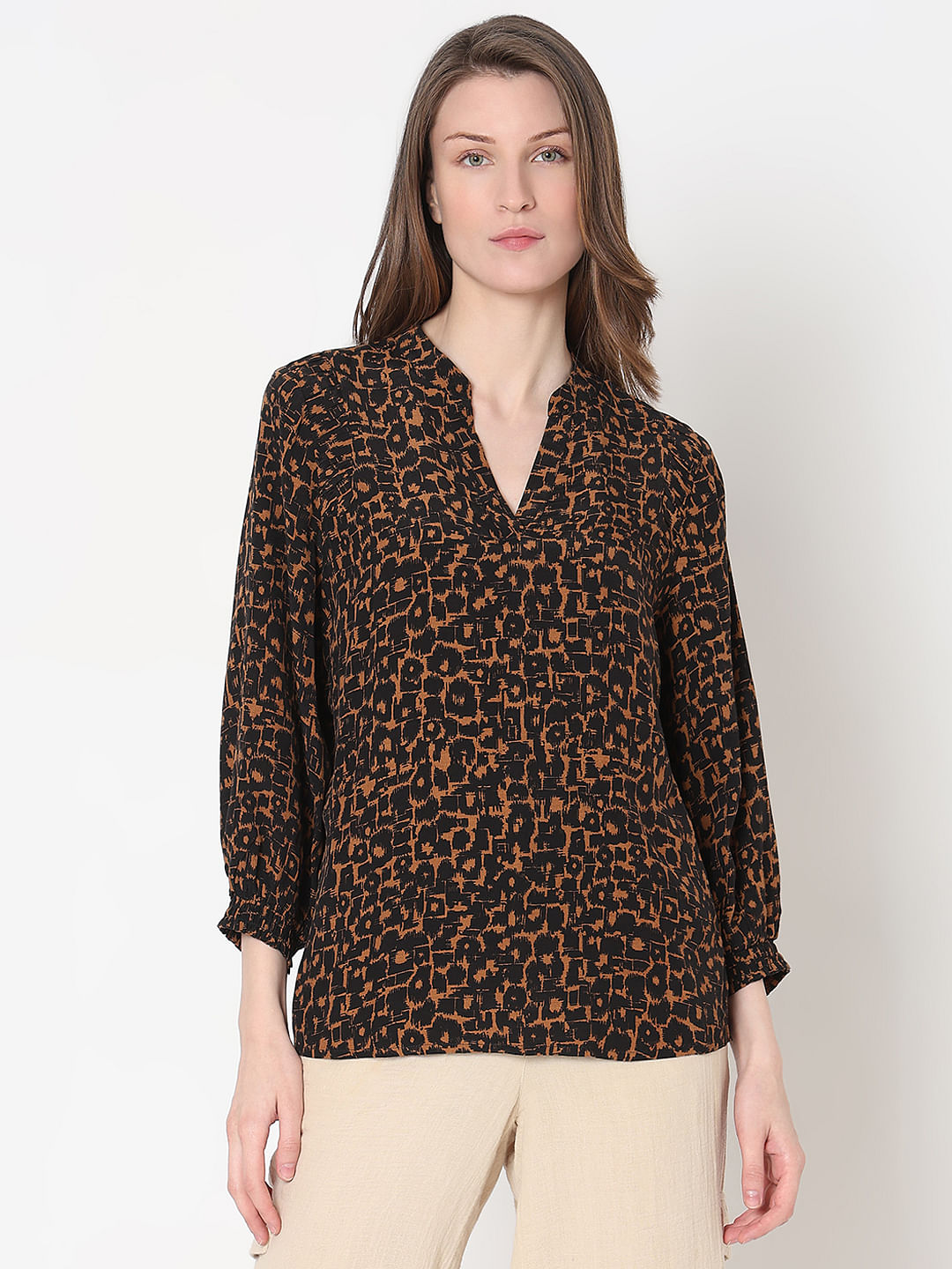 Brown Printed Top