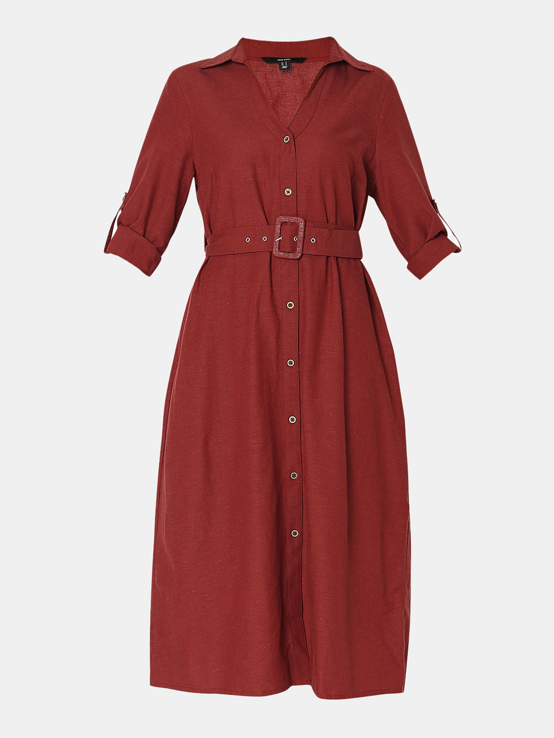 Dark Brown Midi Shirt Dress