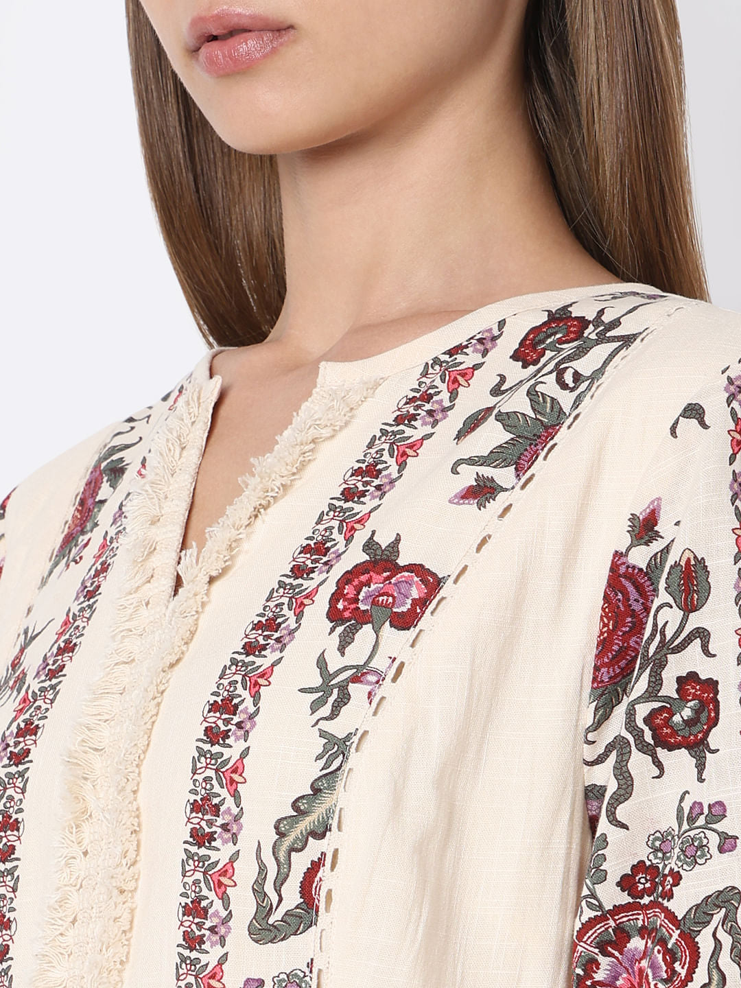 Ecru Abstract Print Dress