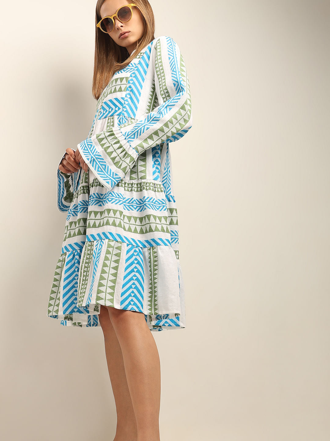 Blue Abstract Print Dress