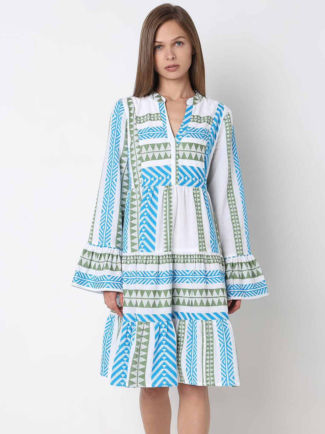 Blue Abstract Print Dress