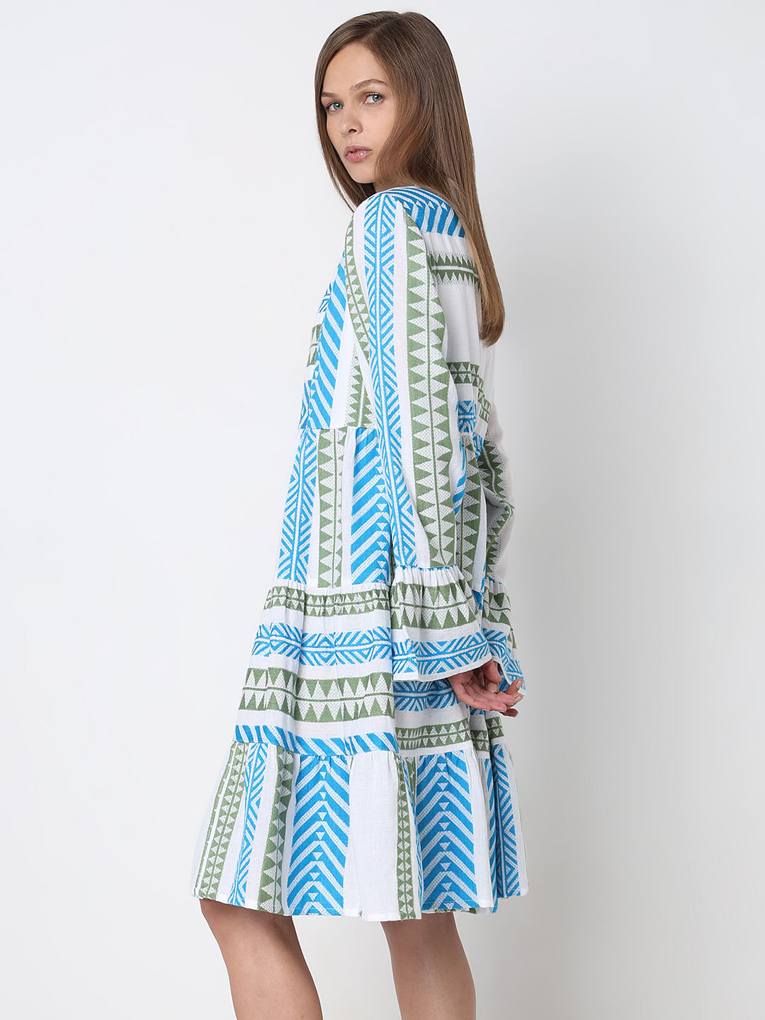 Blue Abstract Print Dress