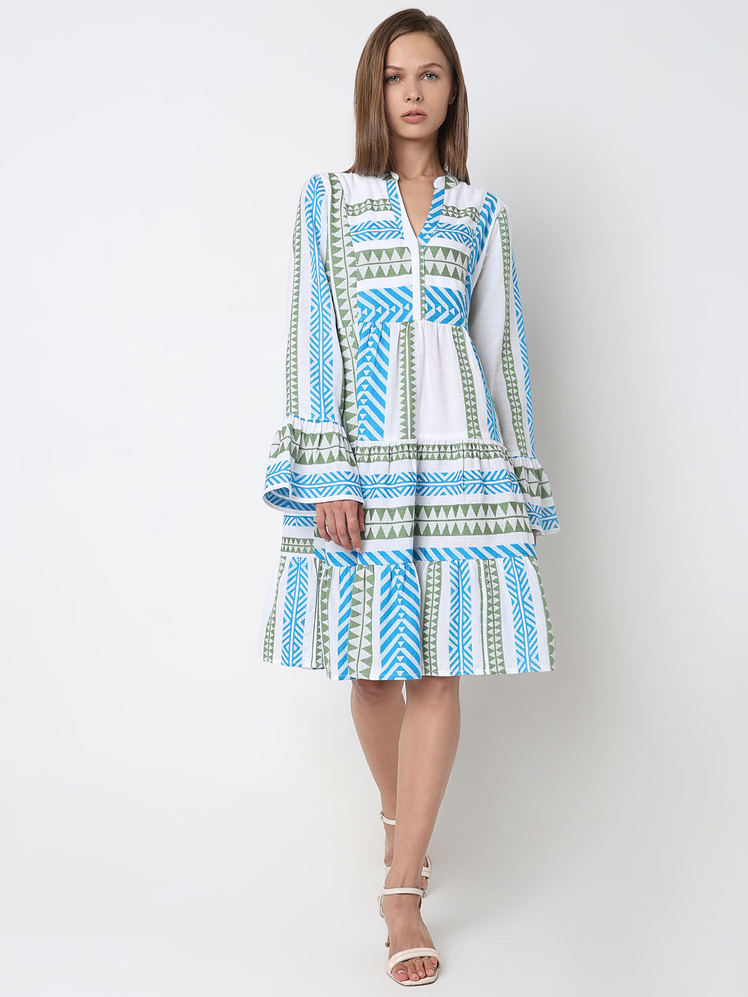 Blue Abstract Print Dress