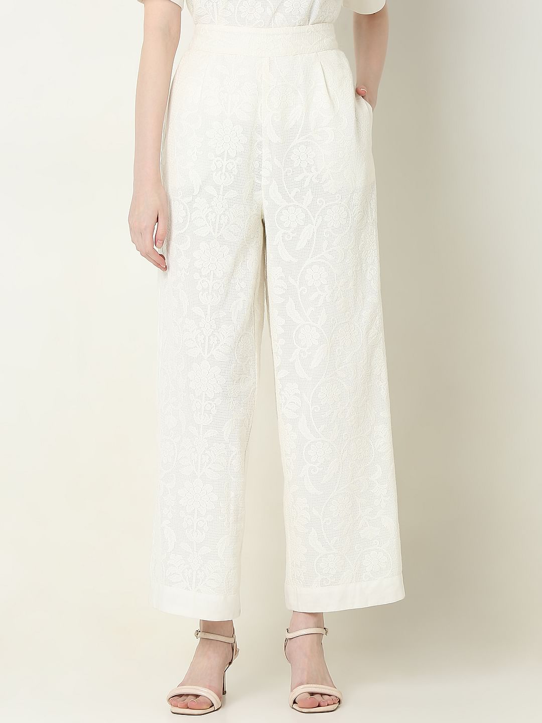 Off-White Textured Co-Ord Set Culottes