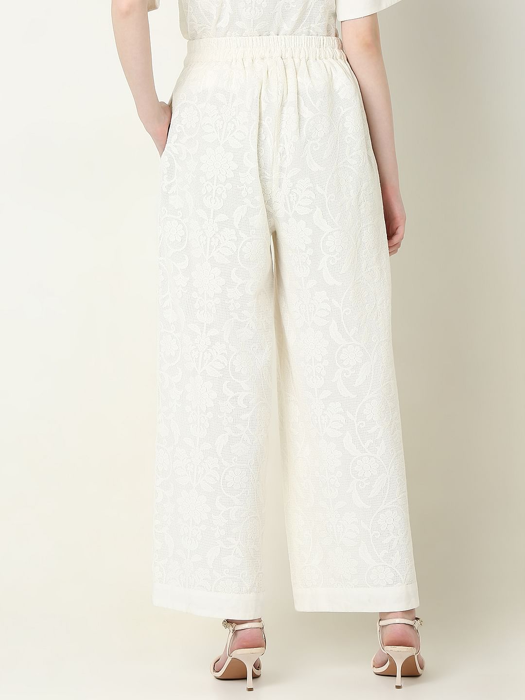 Off-White Textured Co-Ord Set Culottes