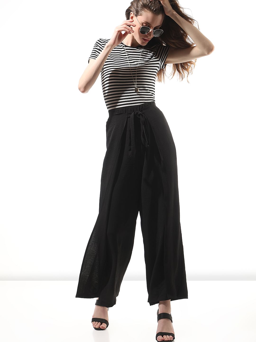 Black High Rise Straight Fit Pants