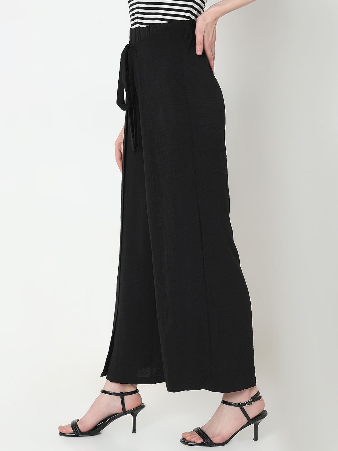 Black High Rise Straight Fit Pants