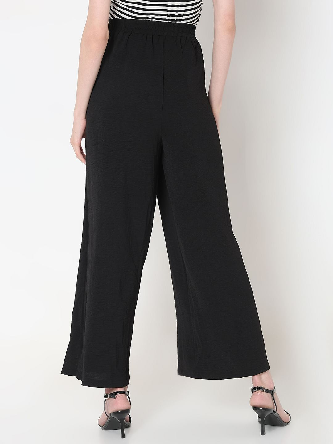 Black High Rise Straight Fit Pants