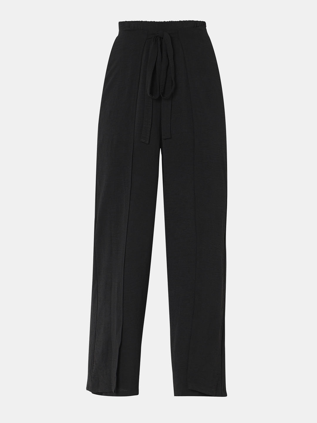 Black High Rise Straight Fit Pants