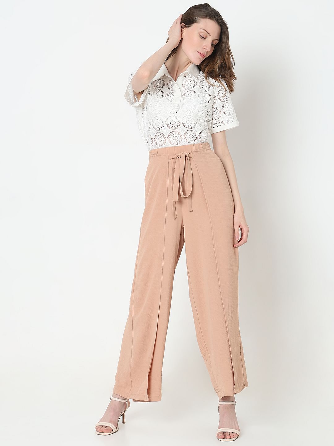 Nude High Rise Flared Pants