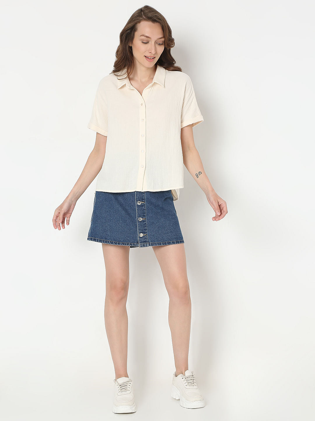 Off-White Short Sleeves Cotton Shirt