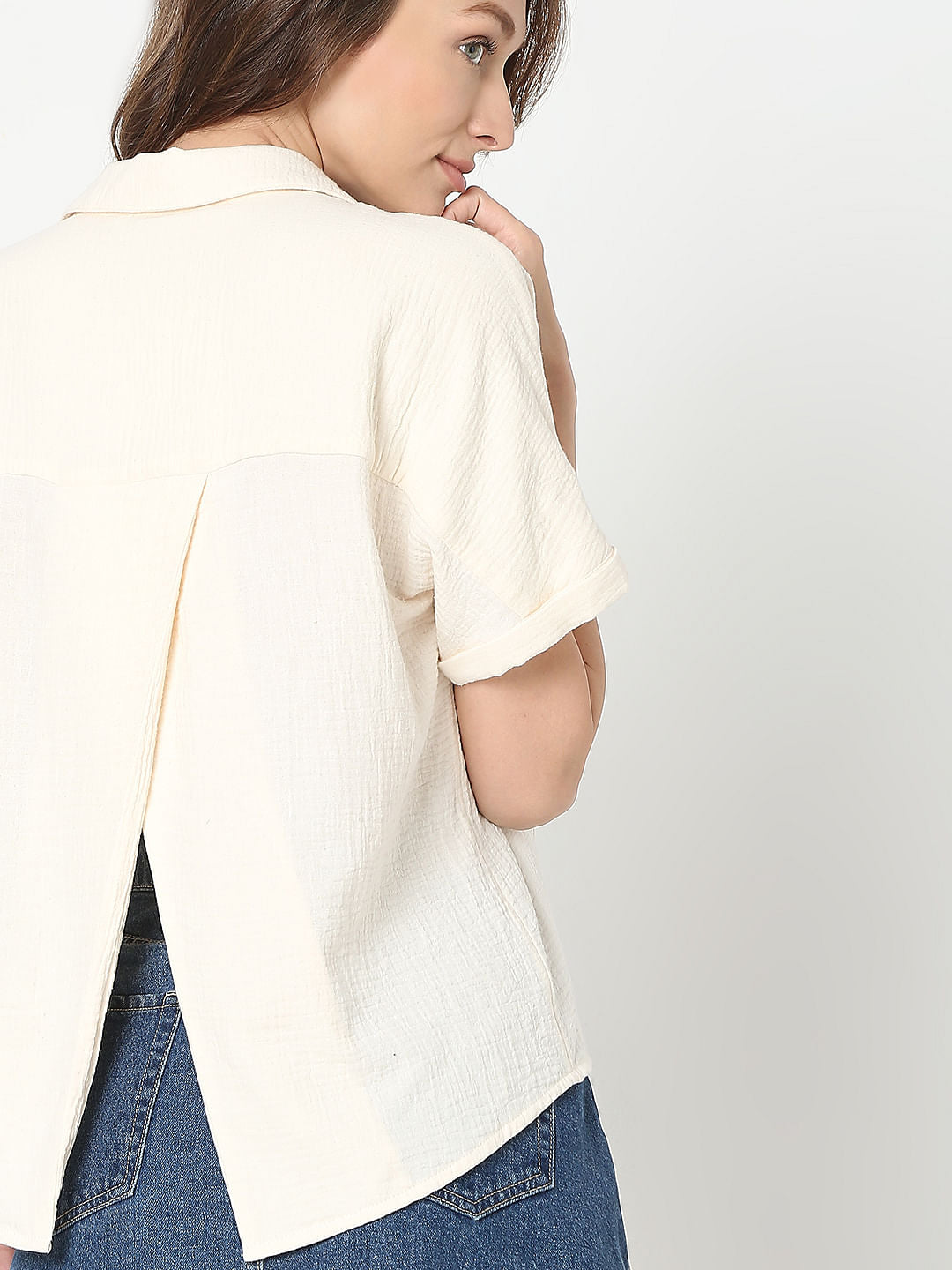 Off-White Short Sleeves Cotton Shirt