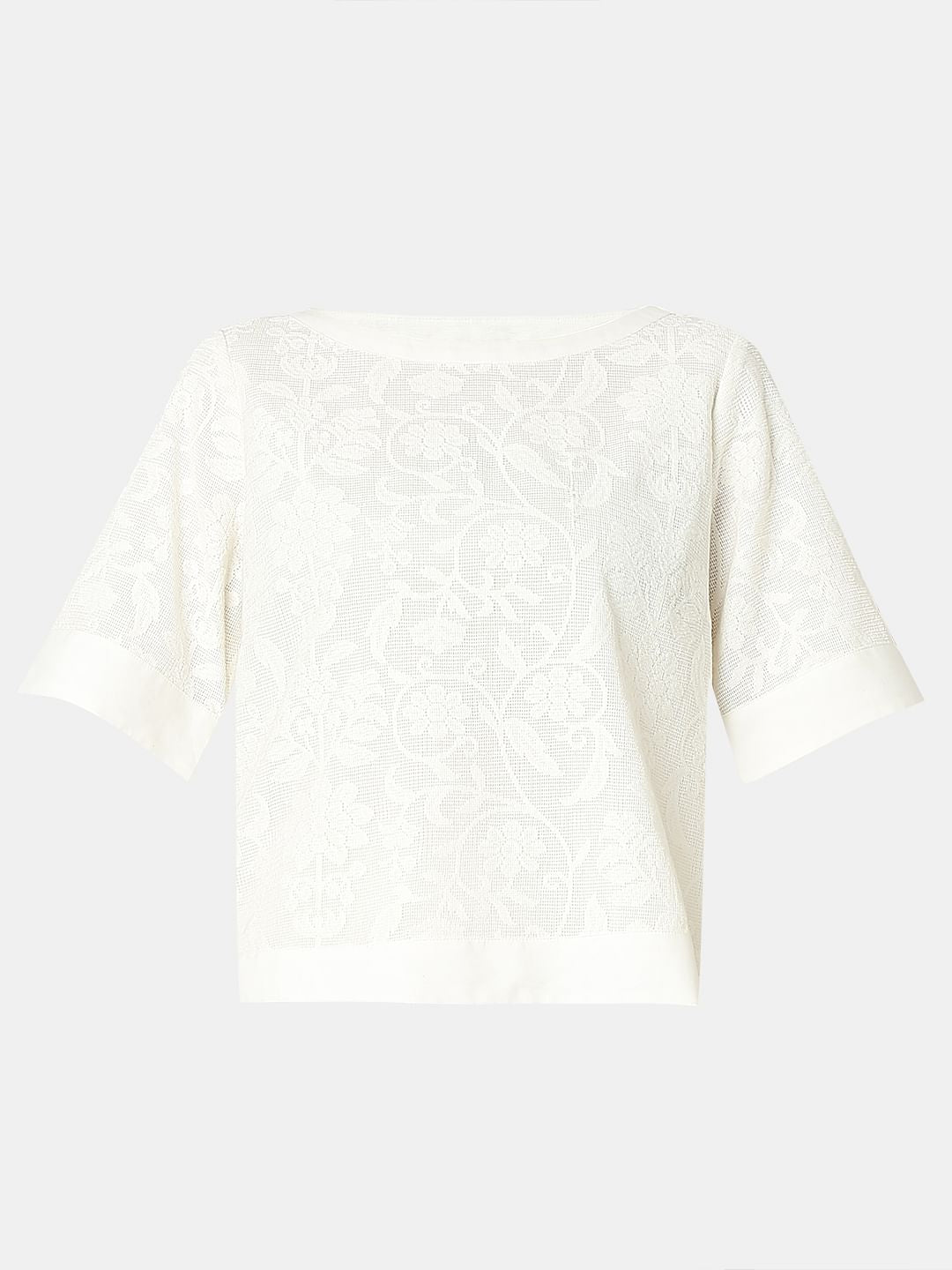 Off-White Textured Co-Ord Set Top