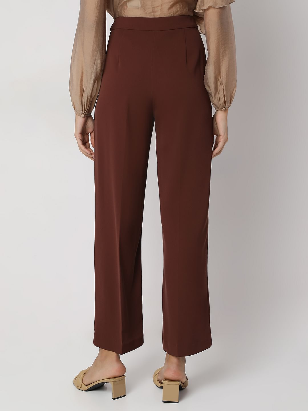Brown High Rise Wide Leg Pants