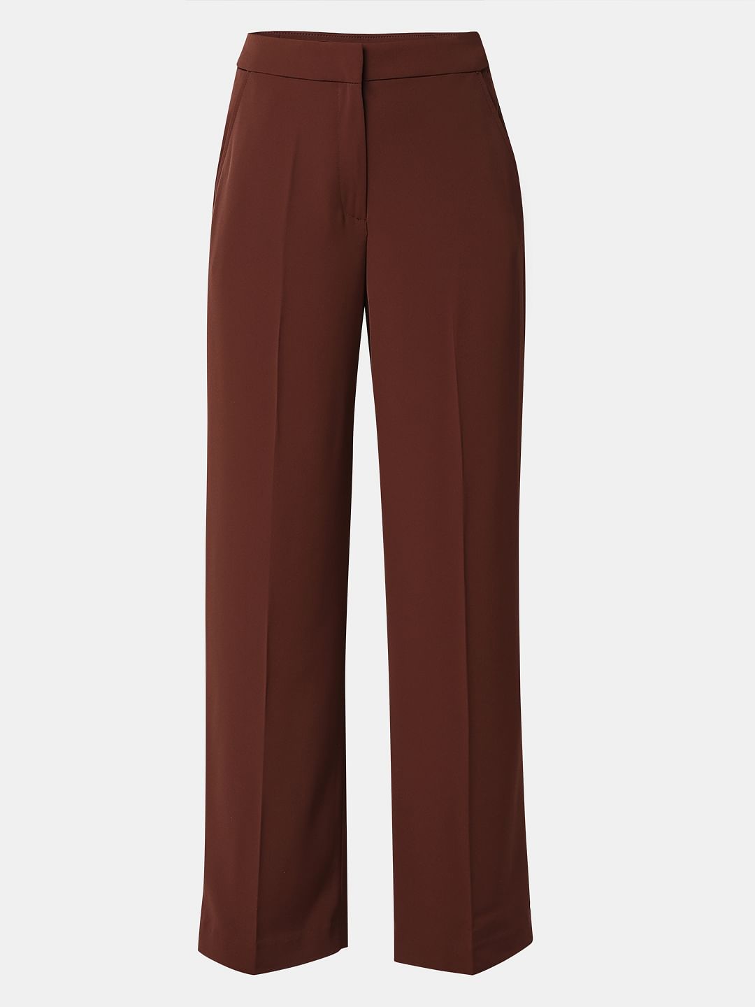 Brown High Rise Wide Leg Pants