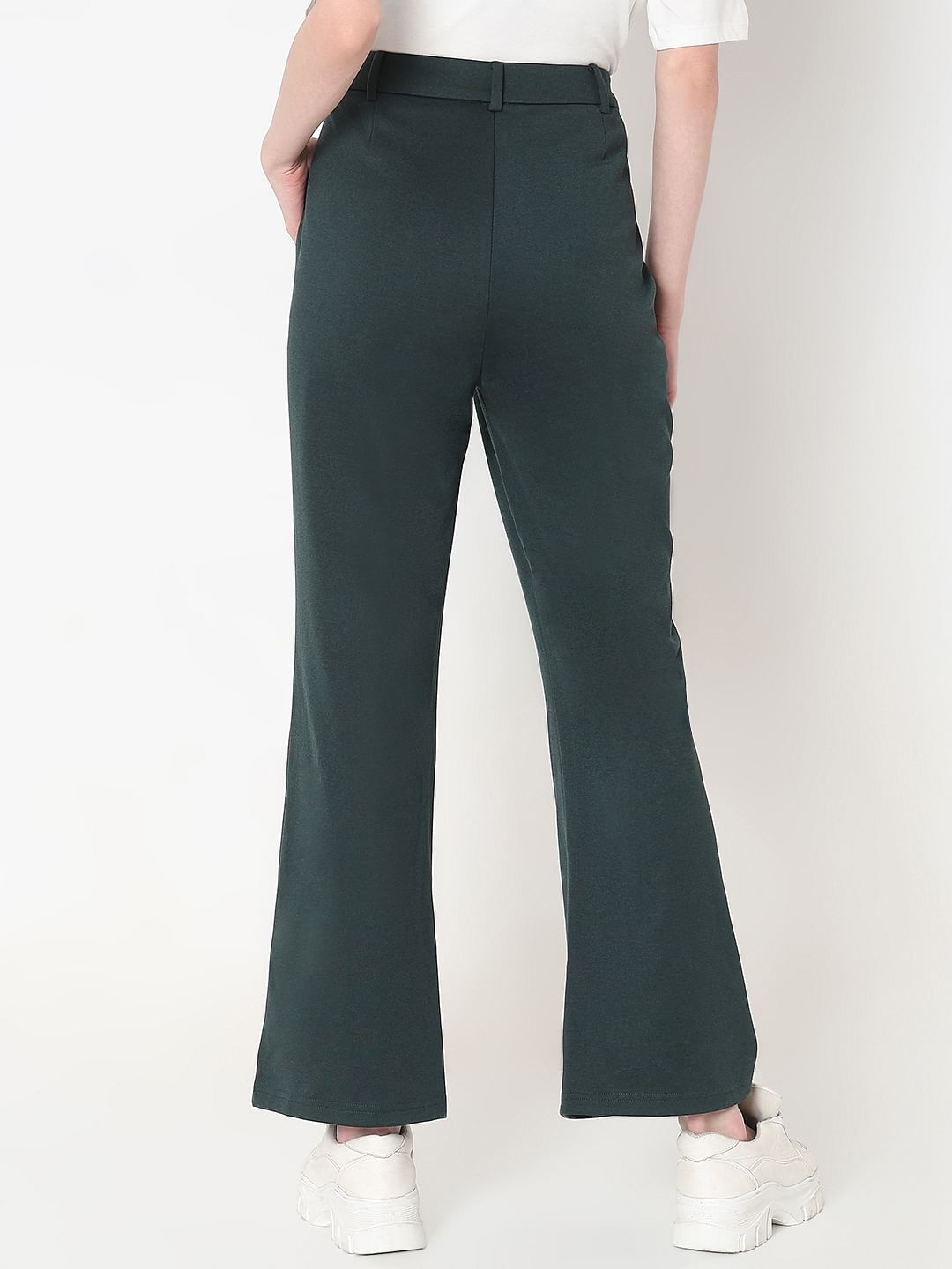 Dark Green Flared Co-Ord Set Pants