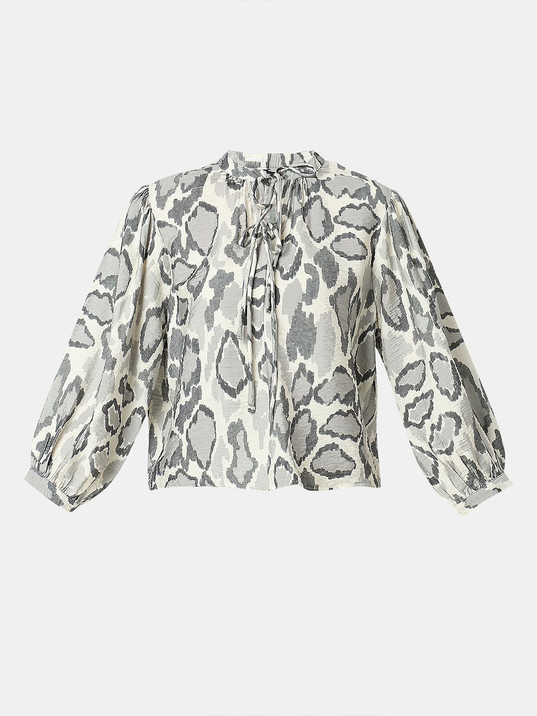Cream Abstract Print Top