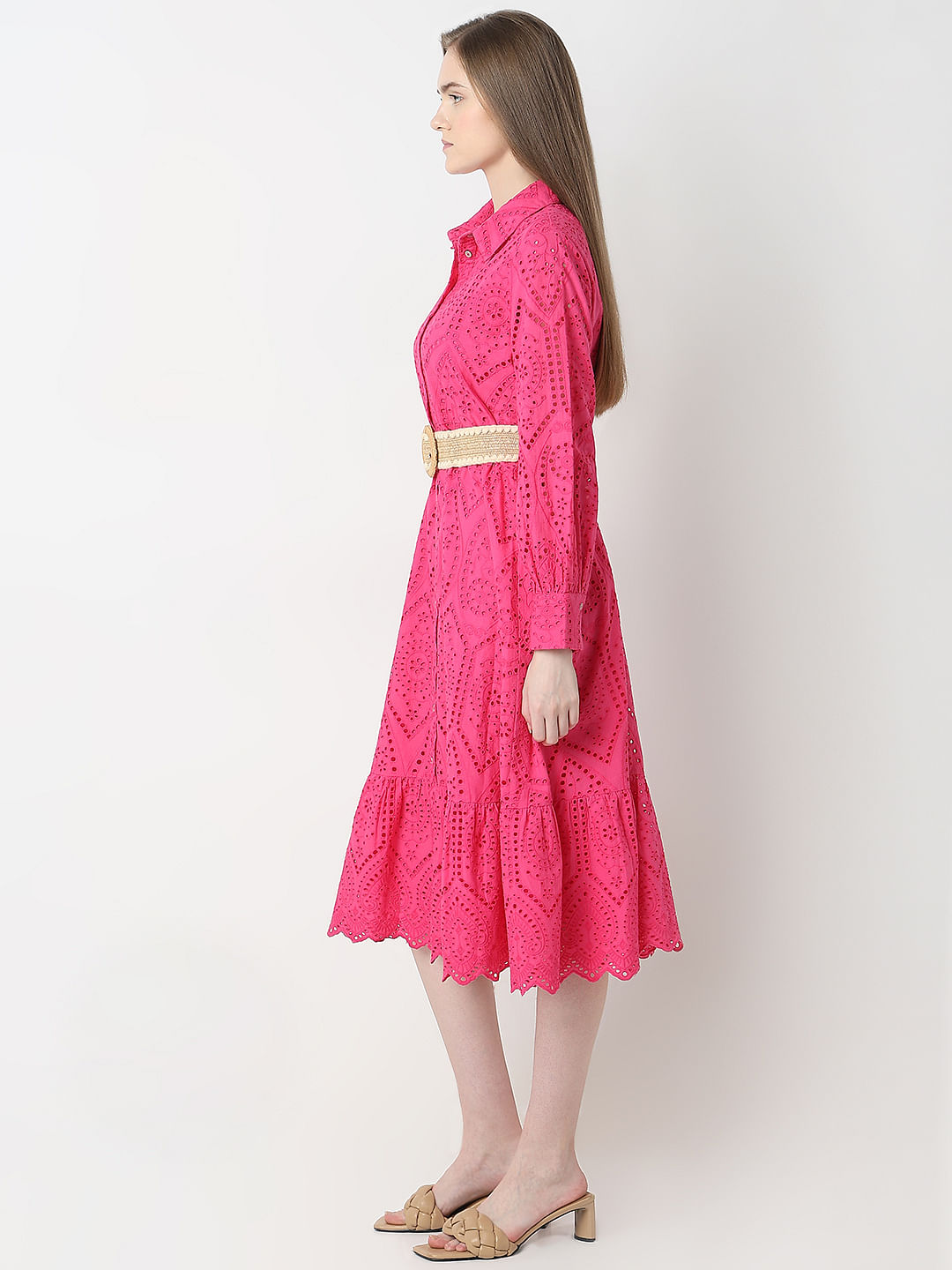 Pink Schiffli Shirt Dress
