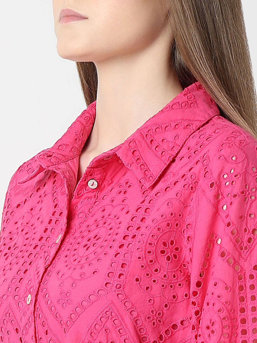 Pink Schiffli Shirt Dress