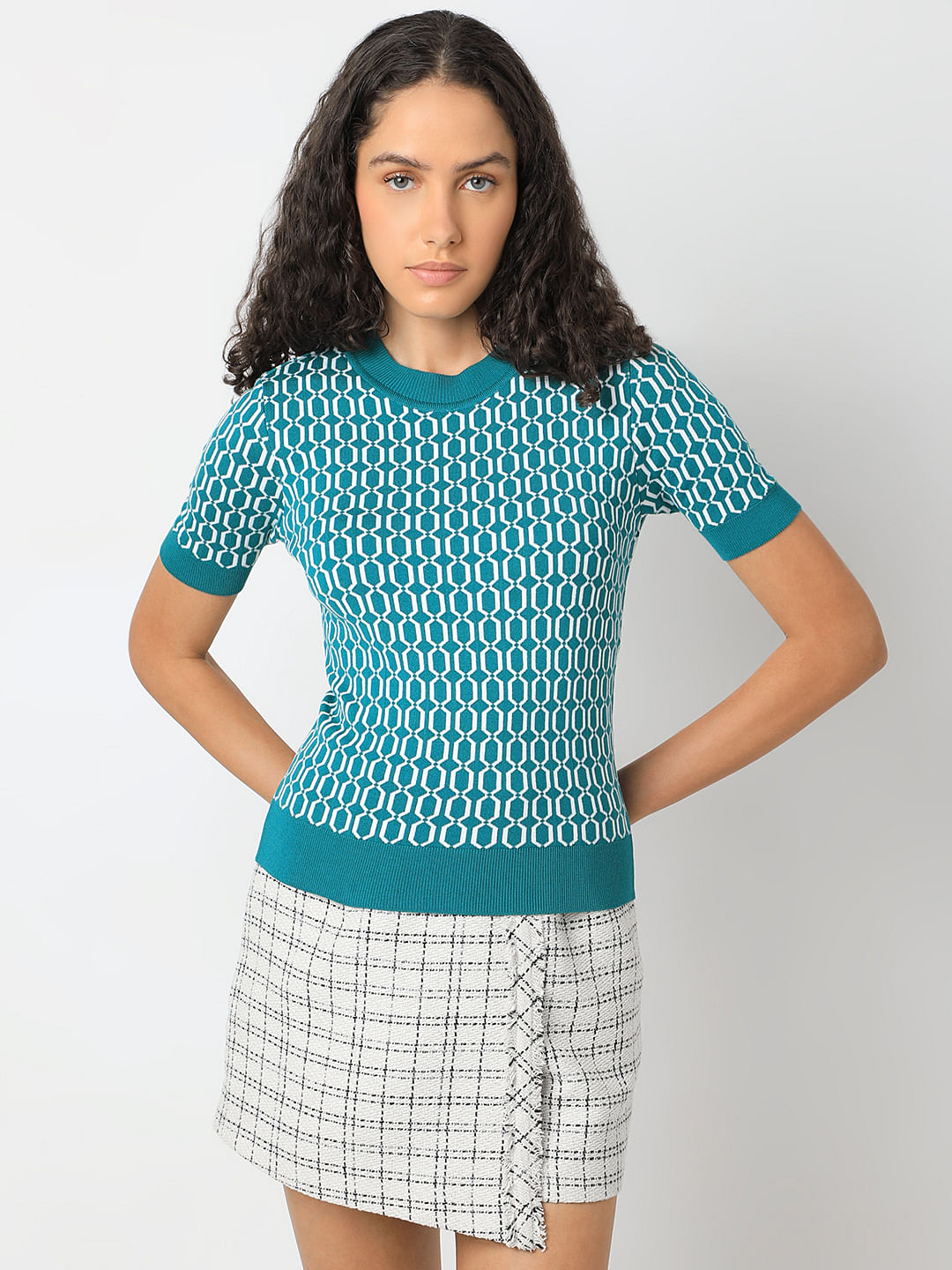 Turquoise Knitted Top