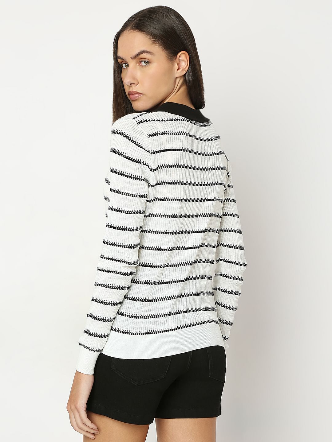 White Polo Neck Top