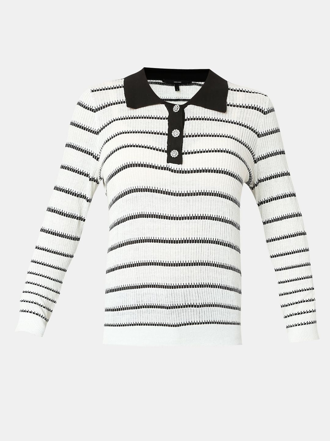 White Polo Neck Top