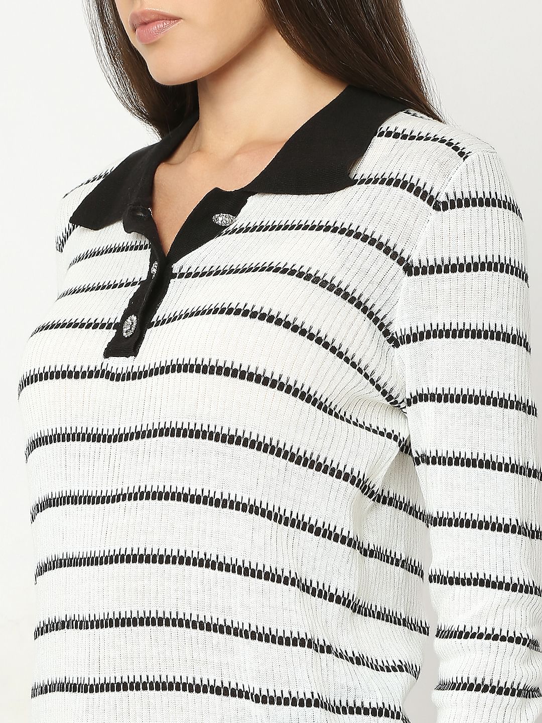 White Polo Neck Top