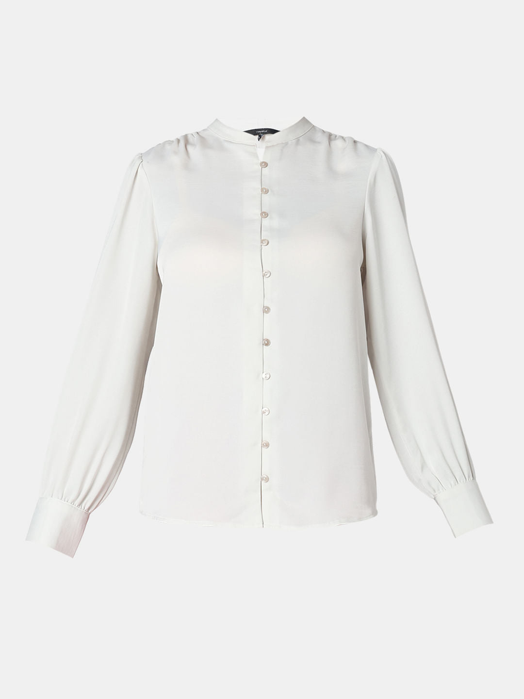 White Mandarin Collar Top