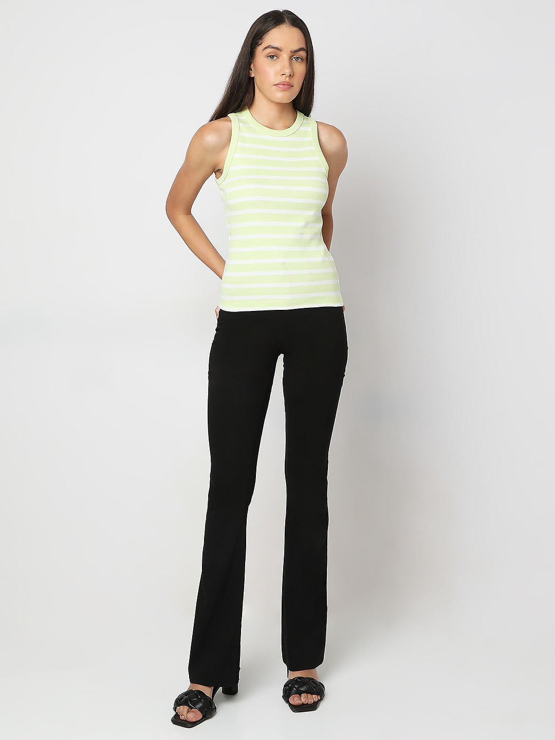 Lime Green Striped Tank Top