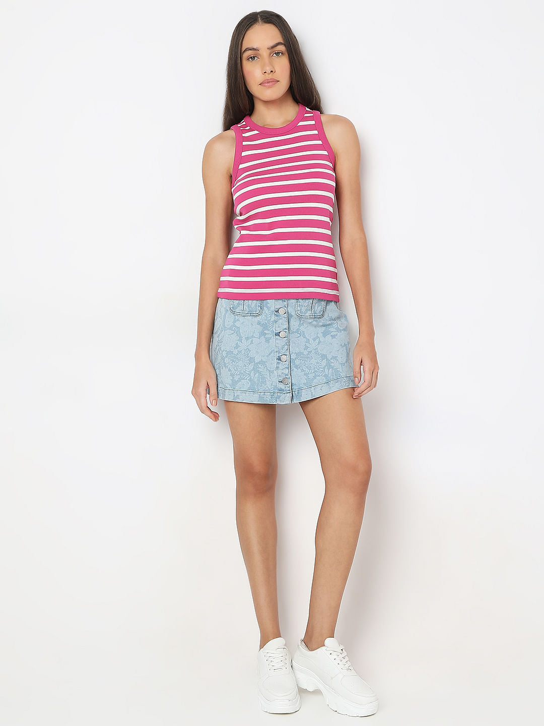 Pink Striped Tank Top