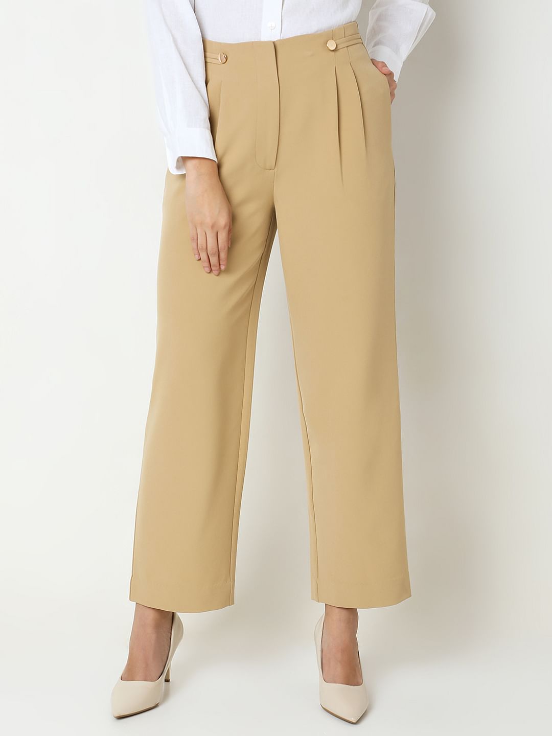Tan High Rise Pants