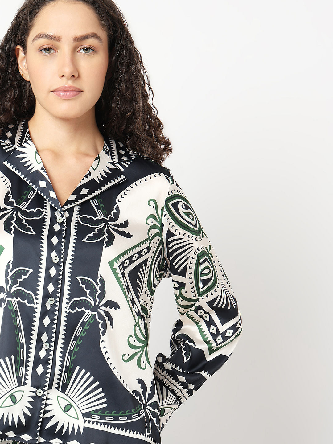 Black Printed Co-Ord Set Shirt