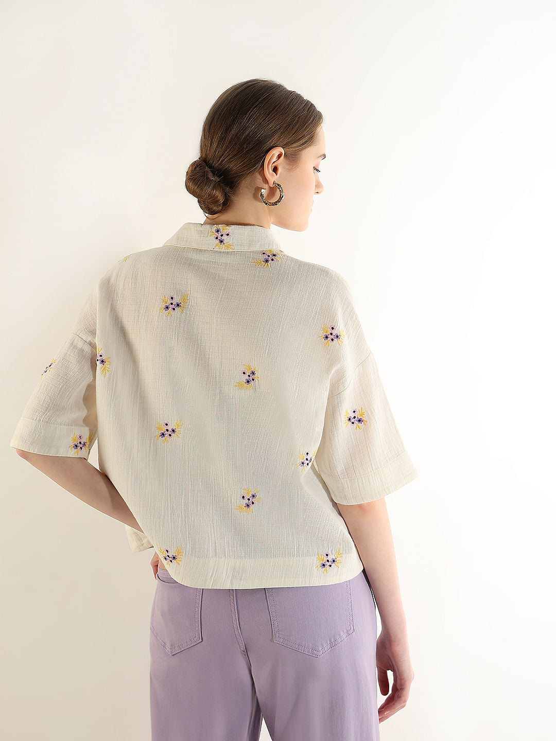 White Floral Cotton Shirt