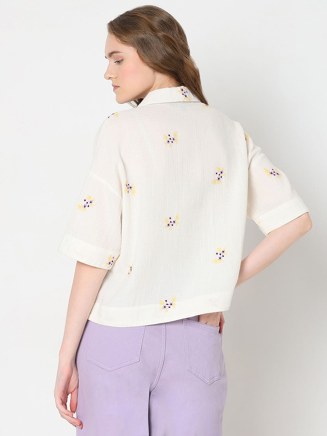 White Floral Cotton Shirt