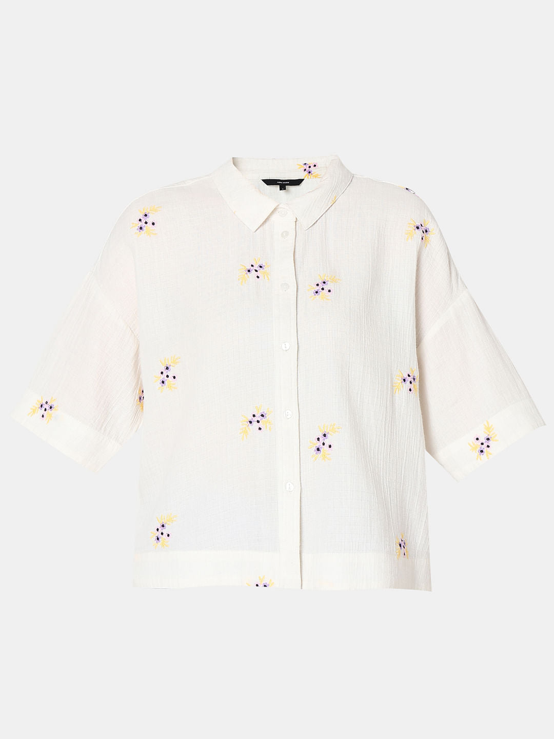 White Floral Cotton Shirt