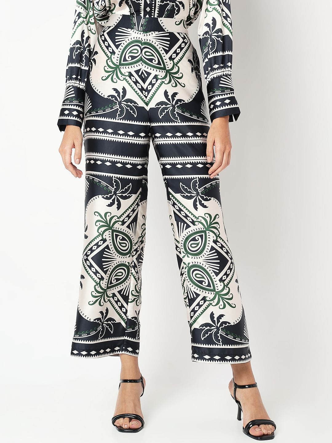 Black Printed Co-Ord Set Pants