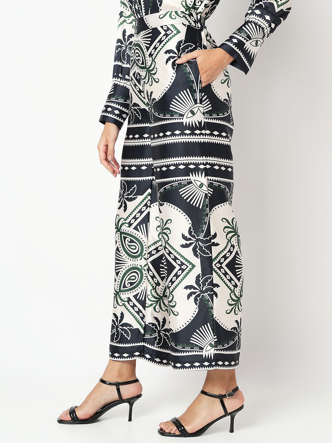 Black Printed Co-Ord Set Pants