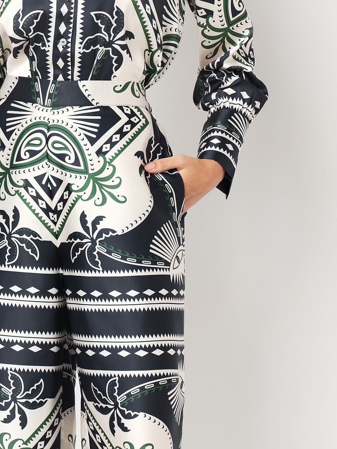 Black Printed Co-Ord Set Pants