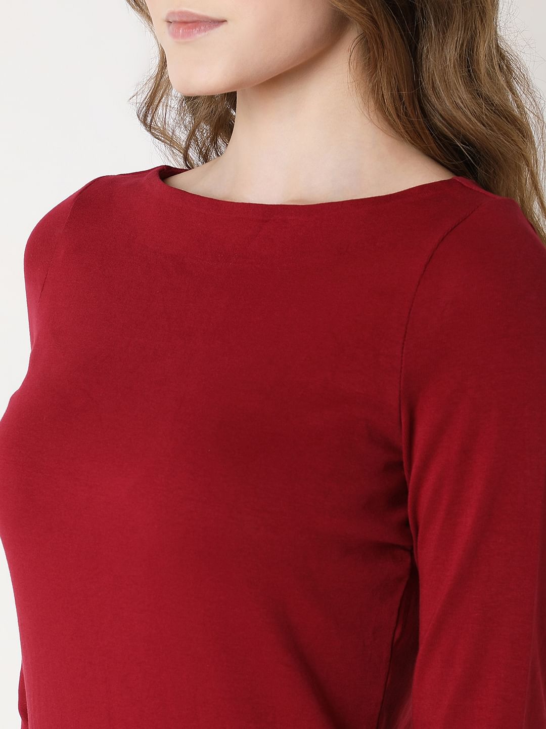 Dark Red Sheath Midi Dress