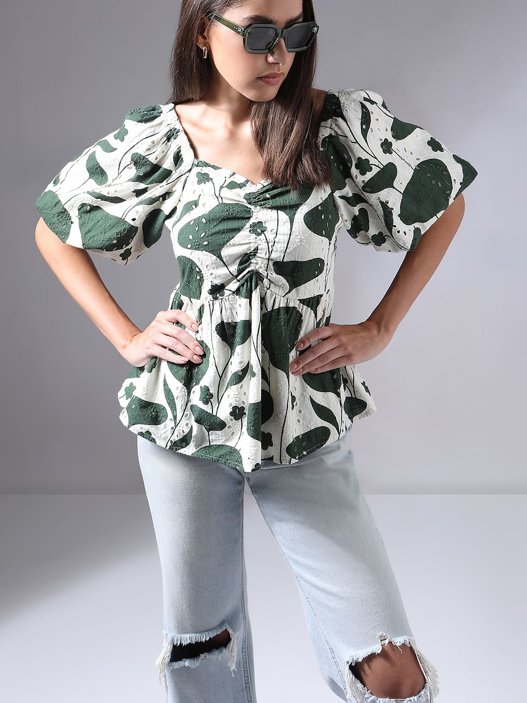 Green Printed Top