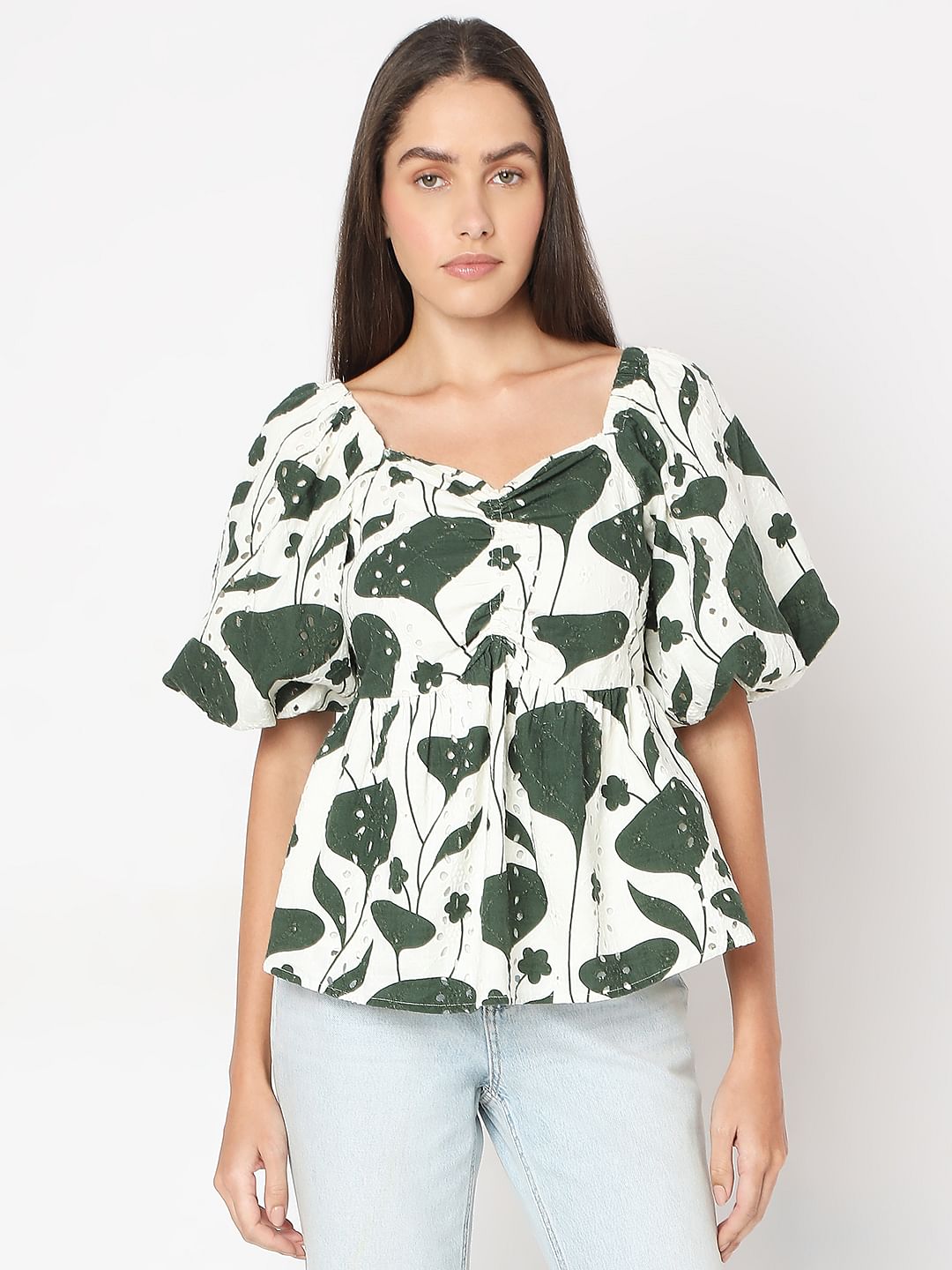 Green Printed Top