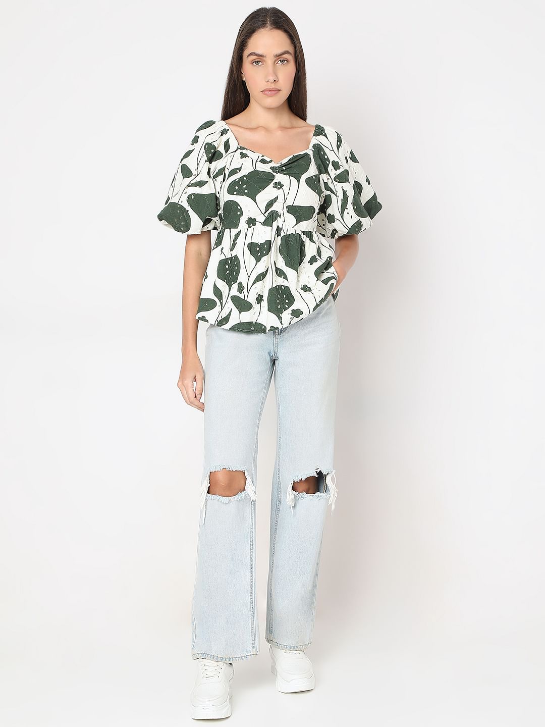 Green Printed Top