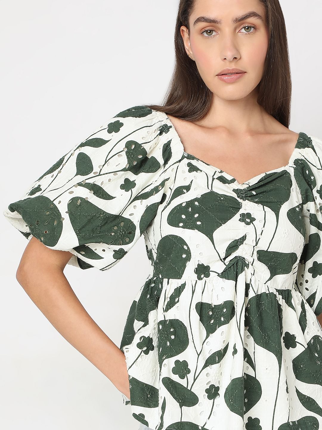 Green Printed Top