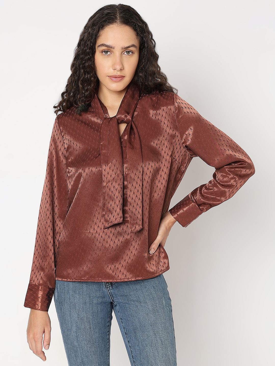 Chocolate Brown Printed Top