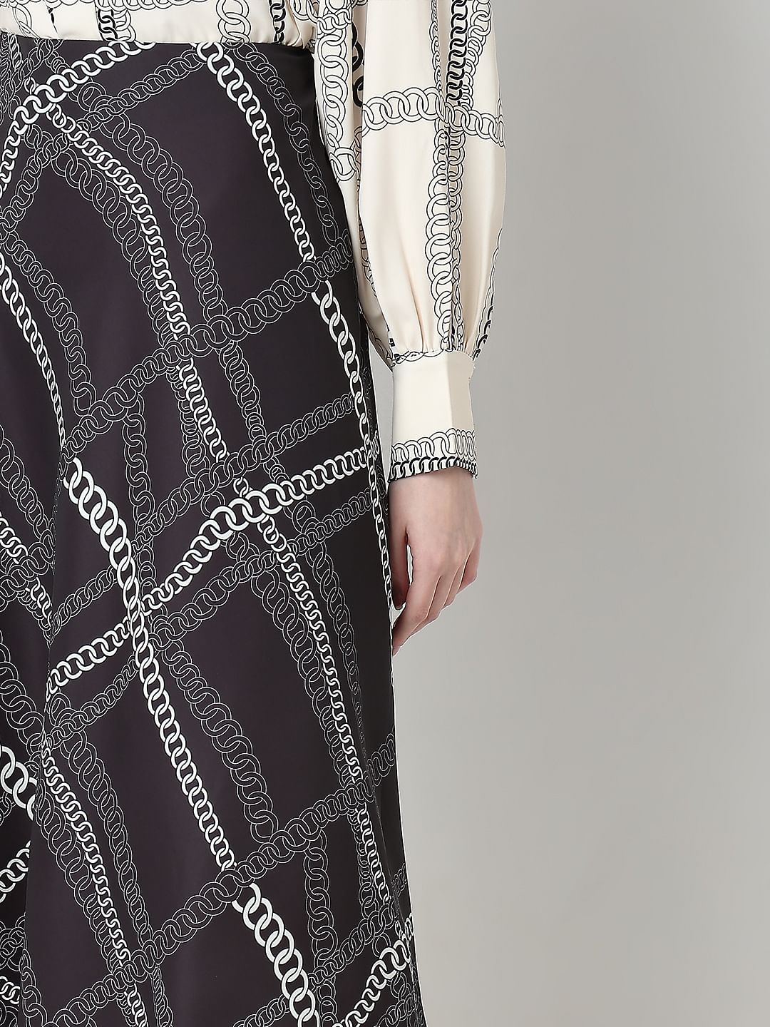 Black Chain Print Co-Ord Set Skirt
